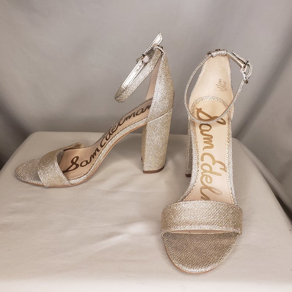 Sam Edelman Sparkle Champagne Heels, Size 9.